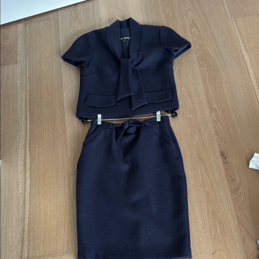 Sandra Angelozzi Blue wool  Knee-Length Pencil Skirt and top Set